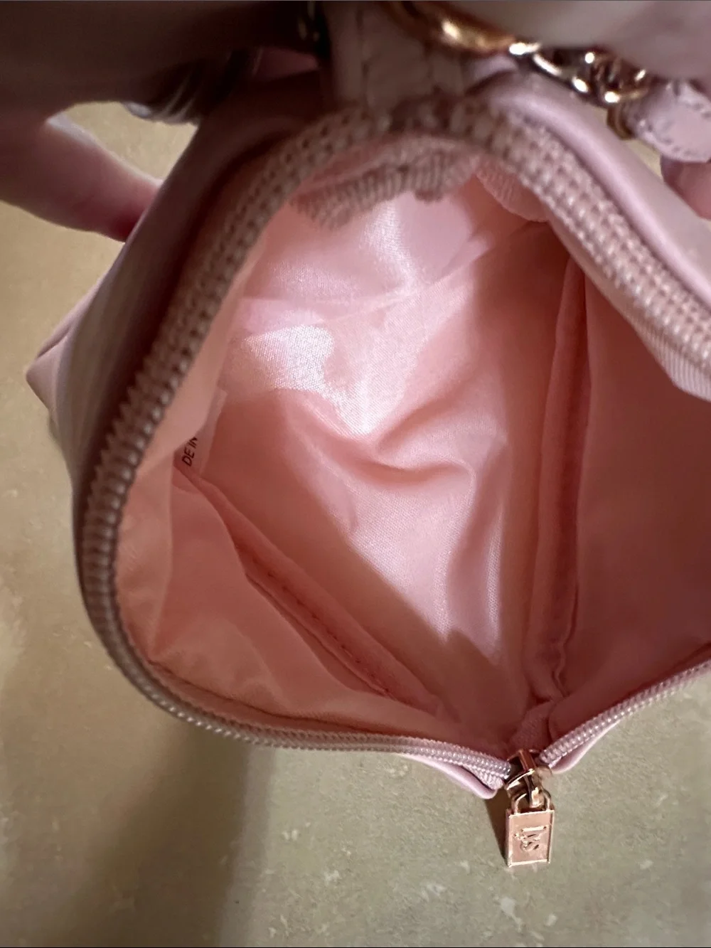 Women's Blush Pink Wristlet Clutch with Tassel & Pearl Charm